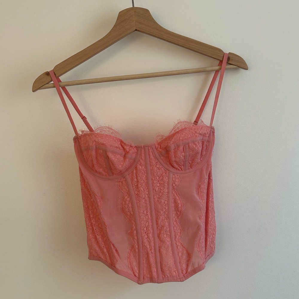 Urban Outfitters Coral Lace Bustier